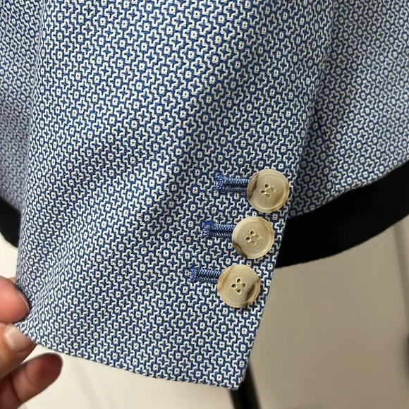 TALBOTS || women’s blue and white 100% cotton blazer size 2 - Picture 9 of 9